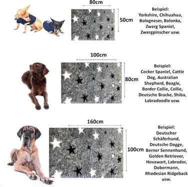 Килимок для собак Elropet Premium 30mm, неслизький, S/M/L для маленьких та великих собак, Vet Bed, найвища якість (S 80cm X 50cm, сірий зірки)