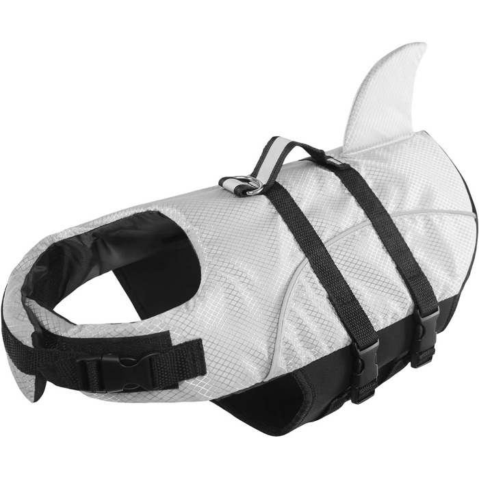 Рятувальний жилет для собак Queenore, для малих собак, для катання на човнах, високоякісний, світловідбиваючий, преміум-якість (Світло-блакитний, M, Grey)