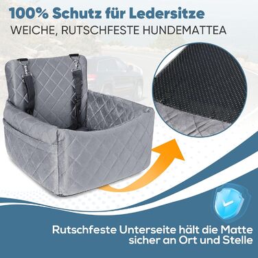 Автомобільний лежак для собак, кріплення на заднє сидіння, з ременями безпеки та кишенею для зберігання, 45x40x34 см