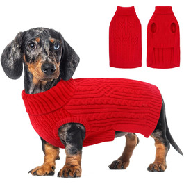 Пуловер для собак AOFITEE для маленьких порід, такса, мопс, мальтипу, з коміром-стійкою, теплий зимовий пуловер, червоний, розмір S