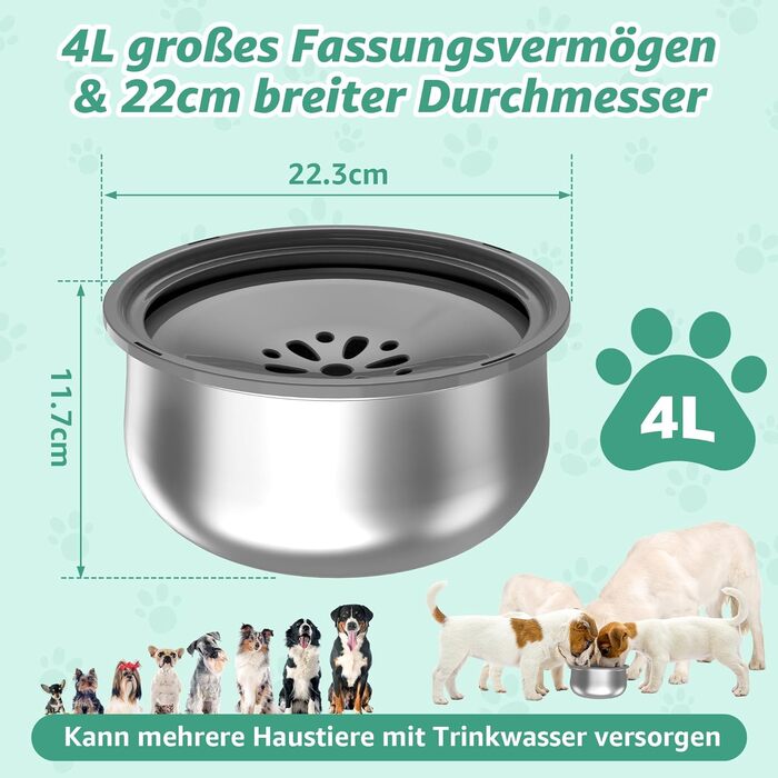 Миска для собак Loyala: велика, антипроливання, 4L, сіра