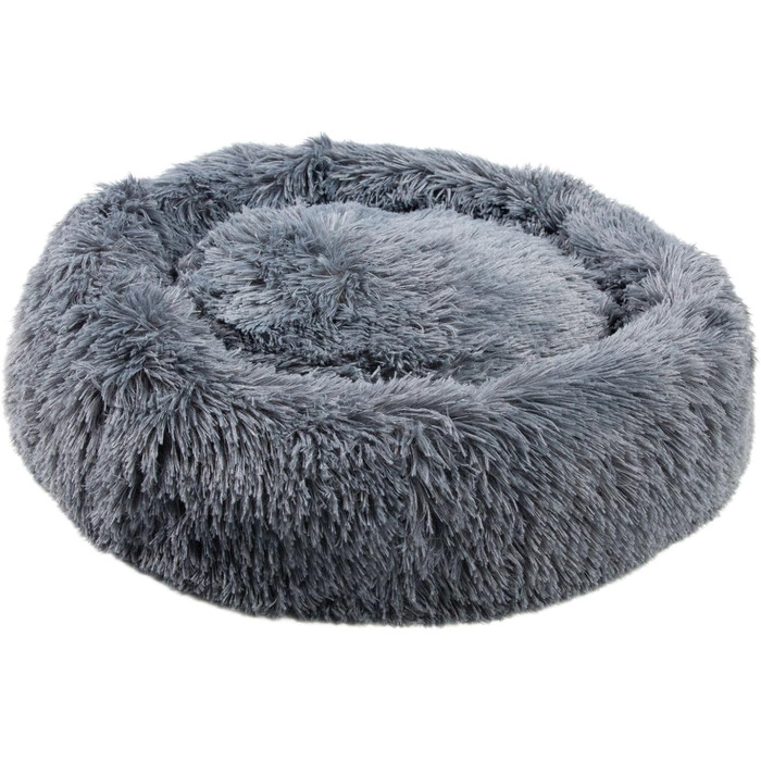 М'яке ліжко для собак та котів MEDISAFETY Milou - зручне хавчене ліжечко-острів для домашніх тварин, діаметр 50-80 см, кольори: світло-сірий, темно-сірий, бежевий, коричневий, розмір L (60 см - темно-сірий)