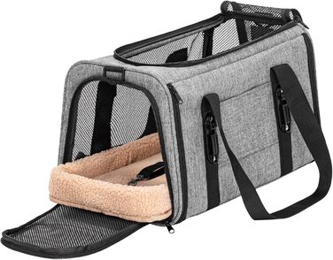 Переносна переноска для котів та маленьких собак Petsfit - сіра, розмір M (45,5 x 28 x 28 см)