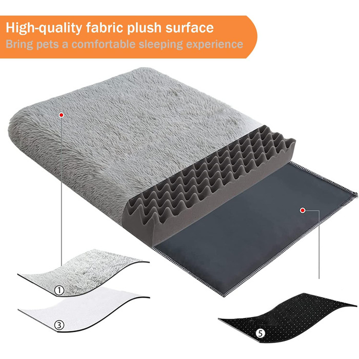 Велике собаче ліжко YAGE, миючий матеріал, ортопедичне ліжко, матрац для собачого будки, довге плюшеве ліжко, заспокійливе ліжко для собак, що бояться (L-90 см, сірий) L-90x70CM сірий