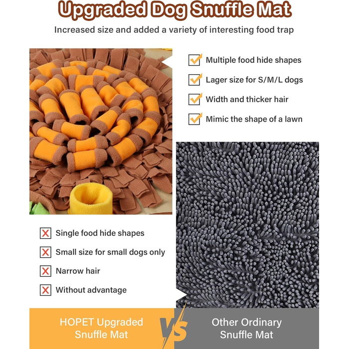 Schnüffelmatte для великих собак HOPET, інтерактивна тренувальна килимок для годування, стимуляція розуму та повільне годування, іграшка для всіх порід