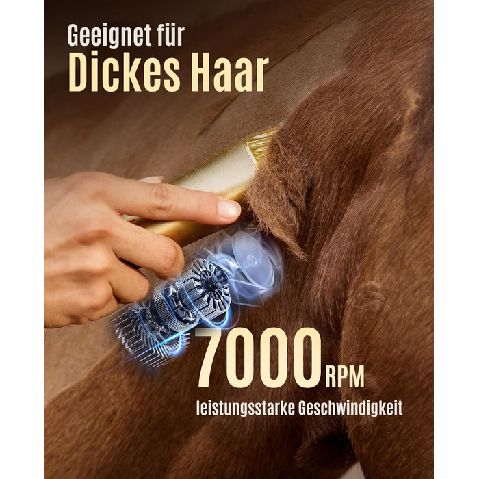 Машинка для стрижки коней Oneisall бездротова з металевими лезами та набором запасних, тиха, для густого та сплутаного волосся, 7000 обертів, потужний двигун