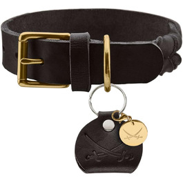 Нашийник для собак HUNTER SANSIBAR SOLID, шкіряний, міцний, плетений, чорний, 40 см (S)