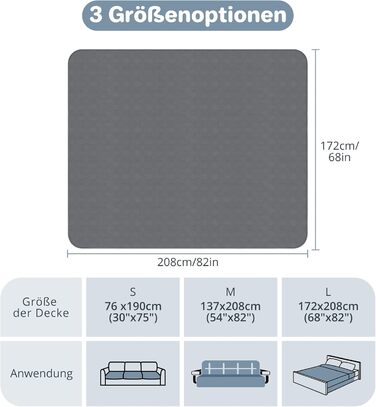 Водонепроникний килимок для собак Luvore з антиковзким покриттям, захист для дивану, ліжка, авто, міцний, для котів та собак, машинне прання, 137x208 см (172 x 208 см)