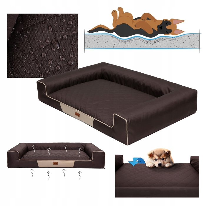 Ліжечко-канапе для собак Doggy, коричневе, 100 см x 65 см