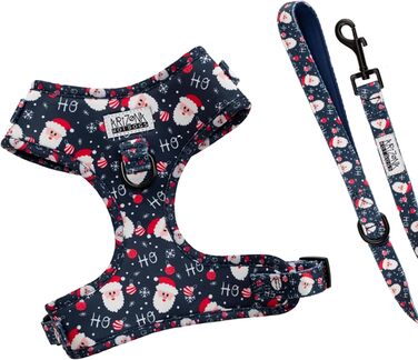Нашийник для собак на Різдво (S) Hohoho | М'який нашийник Arizona Hotdogs | Леєчка нейлон 1,5м | Різдвяний нашийник для маленьких собак