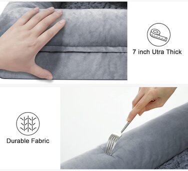 Ортопедичне собаче ліжко XL для великих собак, миється, з 4-сторонньою знімною подушкою для шиї, водонепроникне диван для домашніх тварин з антиковзким дном, Рожевий, 114 x 35 x 20 см (114 x 35 x 20 см, Світло-сірий)