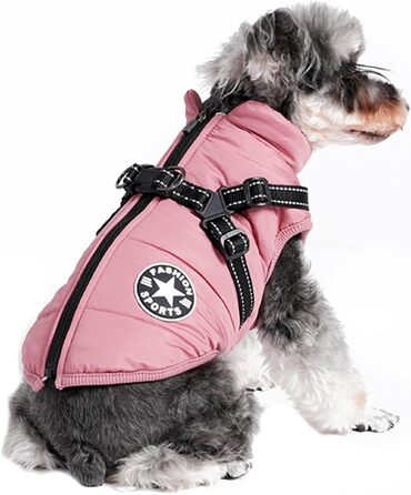 Тепла куртка для собак BT Bear, водонепроникна, зимова жилетка для собак, тепла куртка для цуценят та маленьких собак (S-XL, рожева)
