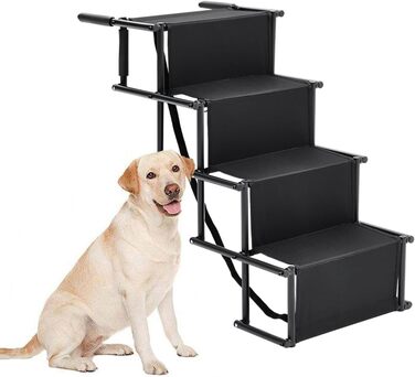 Сходинки для собак: портативна пандус для авто, 4 сходинки, чорний, до 80 кг
