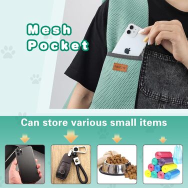 Переноска для собак Classycoo - дихаюча сітка, сумка для домашніх тварин, переноска для котів, з безпечною шнуркою, для тварин до 8 кг (М'ятно-зелений)