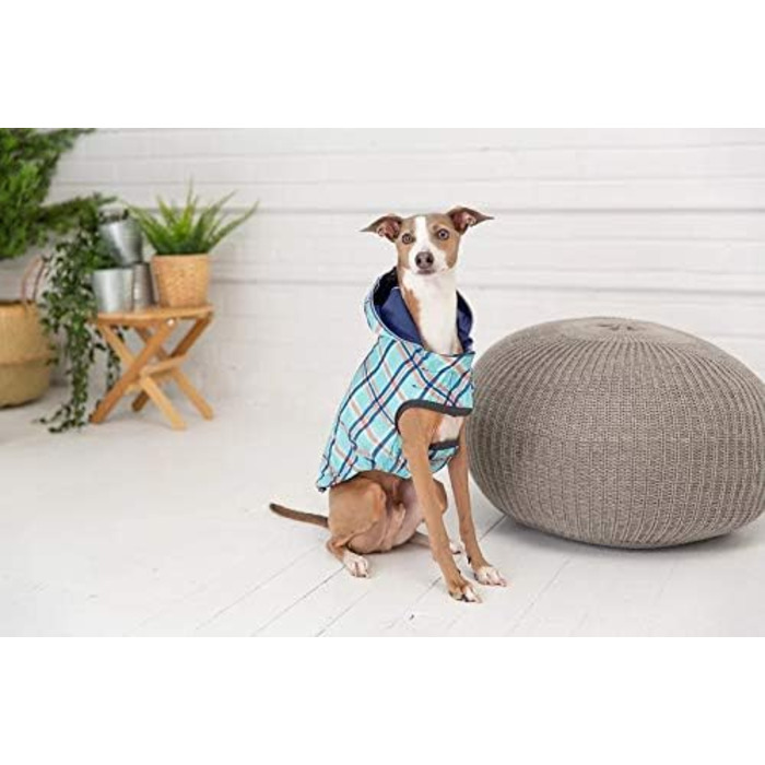 Дощовик для собак GF Pet ElastoFit, водонепроникний, розмір 4XL (довжина спини 38 см), зелений/темно-синій