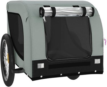 Причіп для велосипеда, переноска для собак та домашніх тварин (136x69x73,5 см, сірий та чорний)
