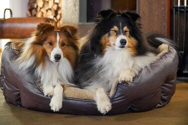 Ортопедичне ліжко для собак Santorini – двостороннє ліжко з піною з пам'яті, знімає навантаження, для літа та зими (Колір: Коричневий, Розмір: M)