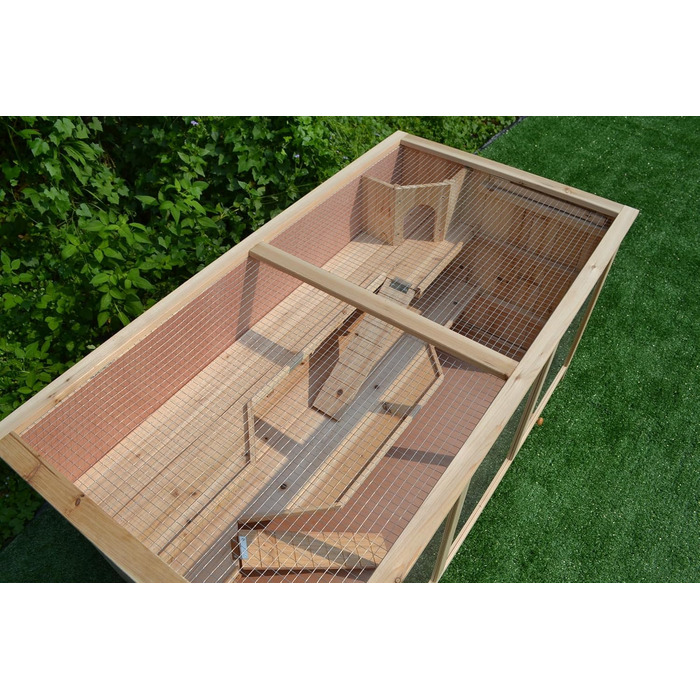 Клітка для дрібних тварин Mucola 117x63x58 см, 3-ярусна, дерев'яна, для хом'яків, мишей, кроликів, з відкидним дахом та рампою