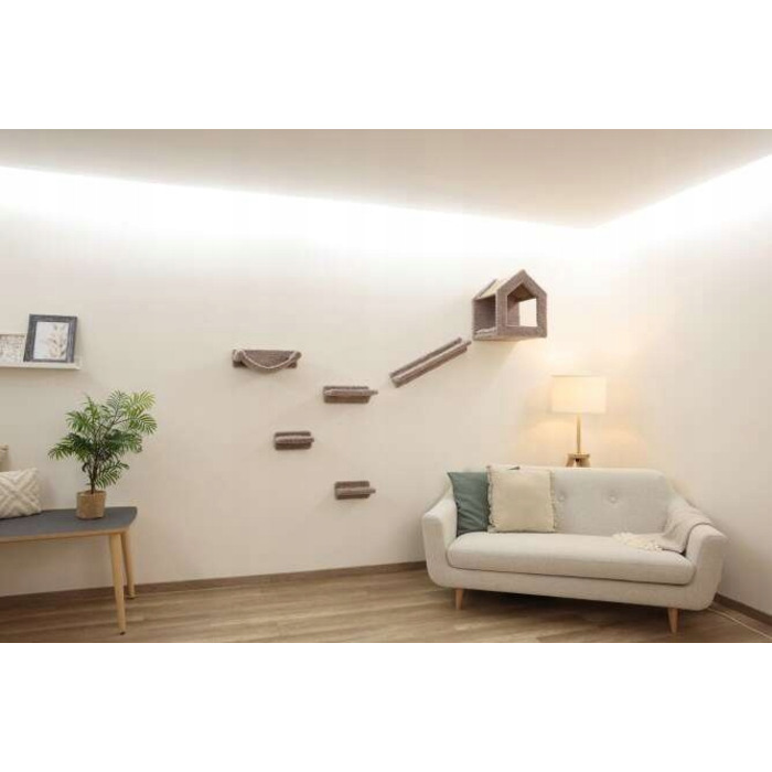 Стіновий ігровий комплекс для котів Kerbl Monte Baldo: будинок, лежанка, полиця та дряпачка (6 елементів)