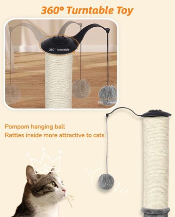Дряпка для котів Happi N Pets 55,9 см, з сизалю та килимка, стійка когтеточка з іграшками для домашніх котів і кошенят