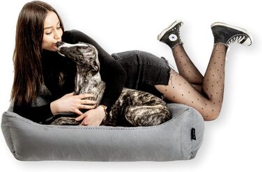 Ліжко для собак великих порід 120x100 см, сірого кольору. Зручне, миється, м'яке, з корзиною. Ідеальне для великих собак.