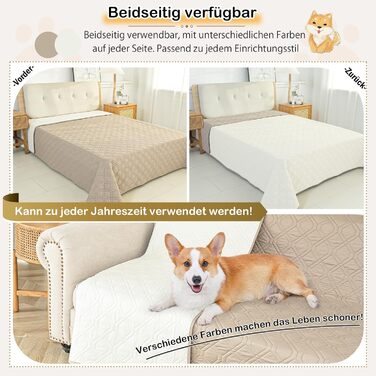 Водонепроникний килимок для собак GYURO - двосторонній, м'який, 97 x 190 см (Хакі) - для великих і маленьких собак, захист дивану, ліжка, авто, придатний для прання