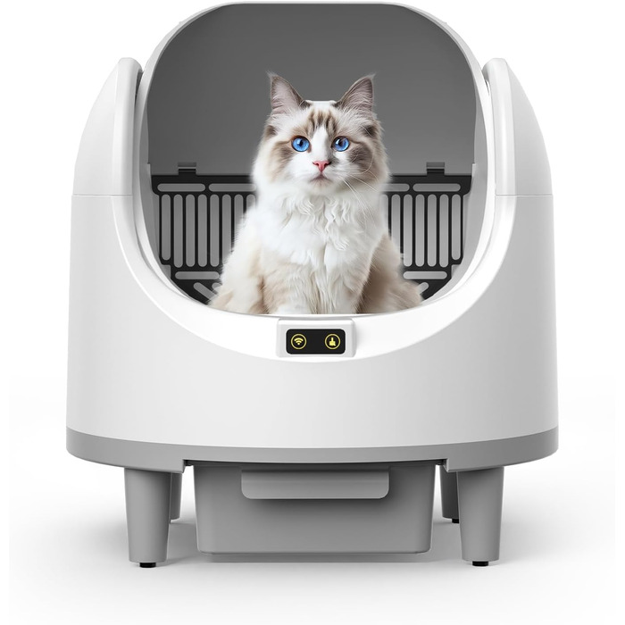 Автоматичний лоток для котів з самоочищенням, з датчиком безпеки, керуванням через додаток та видаленням запаху, великий об'єм, для кількох котів XXL