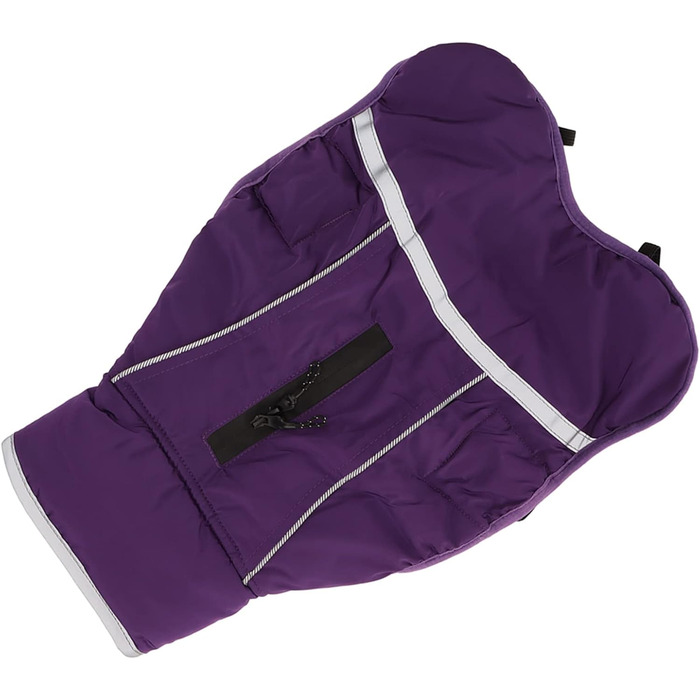 Зимова куртка для собак з світловідбиваючими елементами, регульована, тепла, з коміром-стійкою, для малих, середніх та великих собак (Чихуахуа, Доберман), колір: фіолетовий, розмір: L