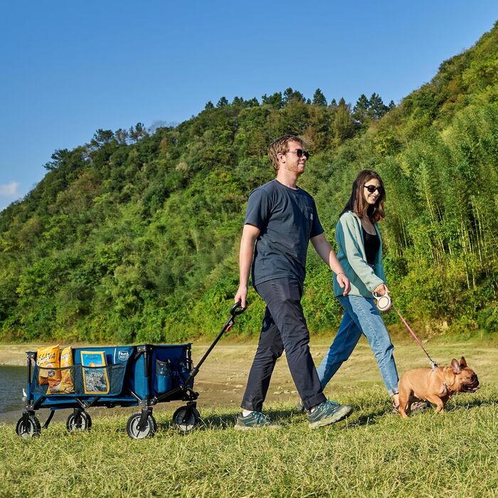 Возик вантажний Timber Ridge XXL, складаний, з кишенею та тримачем для напоїв, для саду, кемпінгу, покупок (Блакитний)