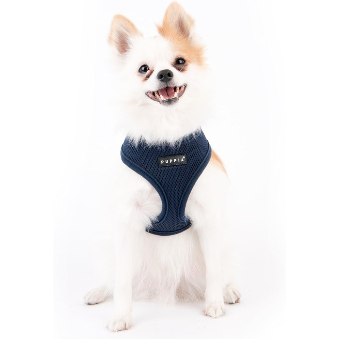 Нагрудник для собак Puppia для малих та середніх порід - супер м'який, багато кольорів, для цуценят, анти-тягнучий (L, Navy Blue)