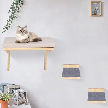 Крісло-гамак для котів на стіну, міцне крісло-гамак для котів, вантажопідйомність до 35 кг, кліматична стіна для котів, ліжко для котів для сну та відпочинку - 61 * 40 * 15 см – білий 61*40*15cm – білий (40*30*25cm – сірий)