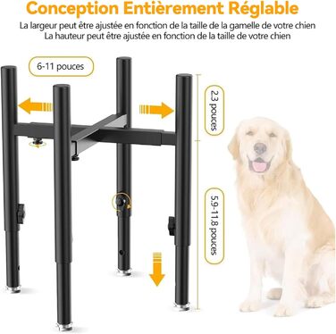 Підвищена підставка для миски для собак, регульована, висота 15-28 см, 4 положення, кріплення для годівниці для собак, для великих, середніх та малих собак