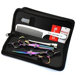 Набір професійних ножиць для стрижки та вирівнювання волосся Titan, 14 см або 15.2 см, у подарунковій коробці (6 шт.)