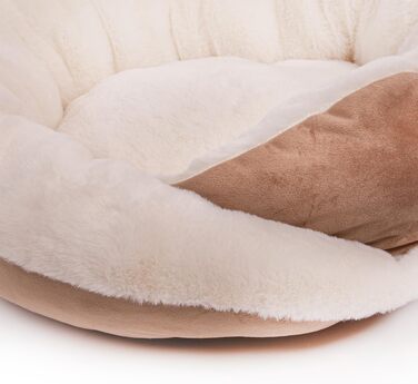 Кругле ліжко для собак Wallace & Jones Grace - зручний лежак для середніх собак | М'яке ліжко, ліжко з бортиком, неслизьке | Колір: коричнево-бежевий | Розмір M | 60 x 60 x 48 см