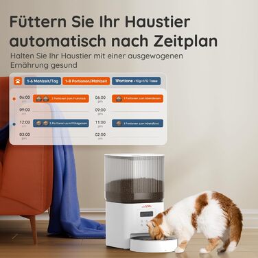 Автоматичний кормушка для котів WOPET 4L: програмування, 180 днів роботи, сталева миска, білий колір
