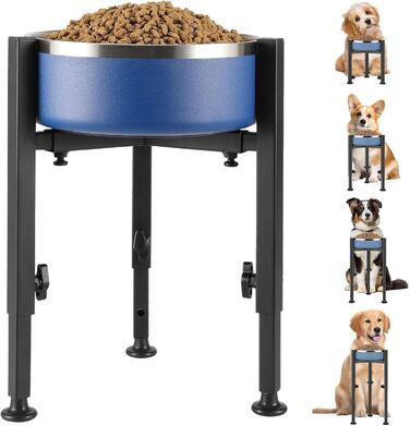 Підвищений годівниця для собак з регульованою висотою та шириною, металева миска для води/корму, підставка для собак великих, середніх та маленьких порід (миска не входить до комплекту)