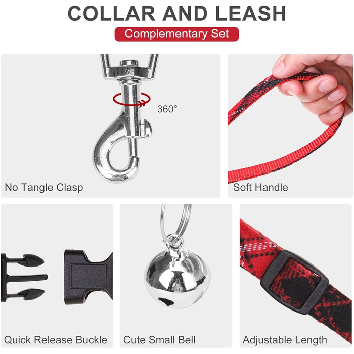 EXPAWLORER Нашийник та поводок для собак – набір для середніх собак – класичний вільний нашийник, не тягне, регульований, надійний для прогулянок на вулиці (XS (Окружність шиї: 20-30см, Окружність грудей: 33-36.8см), Червоний)