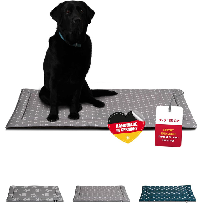 Літня подушка для собак HS-Hundebett® з бавовни з наповнювачем та антиковзким покриттям XS – М'яка подушка для собак на літо – Пральна та довговічна – Легка літня подушка для собак – Виготовлено в Німеччині (Акор, 95x135 см)