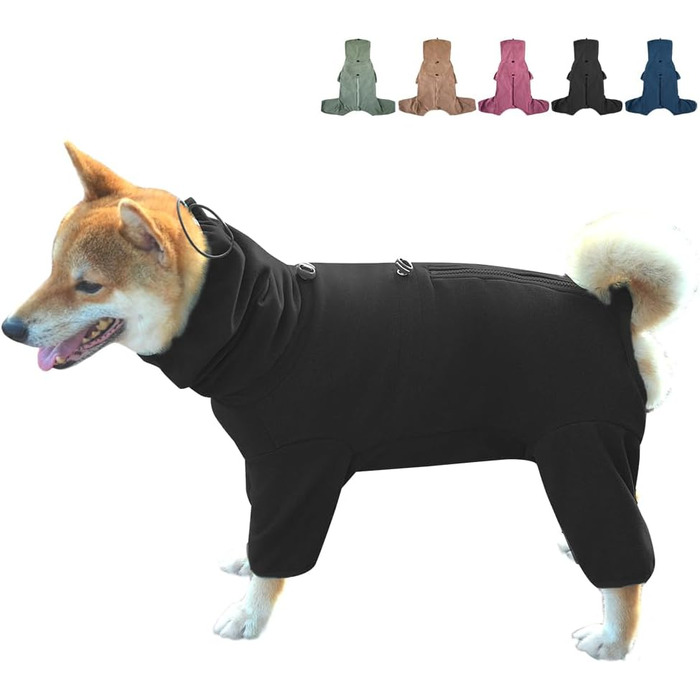 Піжама для собак великих і середніх порід, еластична, для дорослих, чорна (2XL)