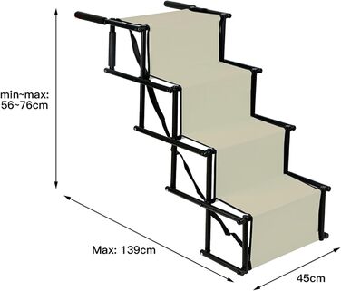 Рампа для собак Homewell - розкладна, до 70 кг, регульована - для маленьких, середніх, великих та хворих собак. Легко зберігати (Бежева)