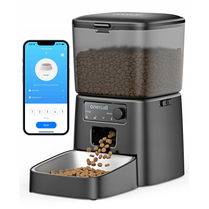 Автоматична годівничка для котів та собак Oneisall 3,5 л з WiFi та керуванням через додаток