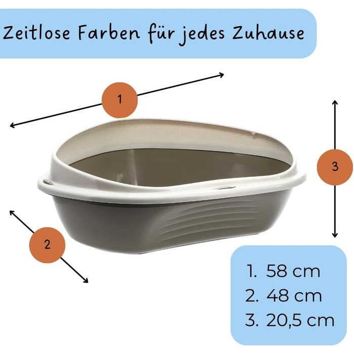 Кутовий лоток для котів 2X XXL з бортиками, без кришки, відкритий, сірий, для котів, 2 шт.