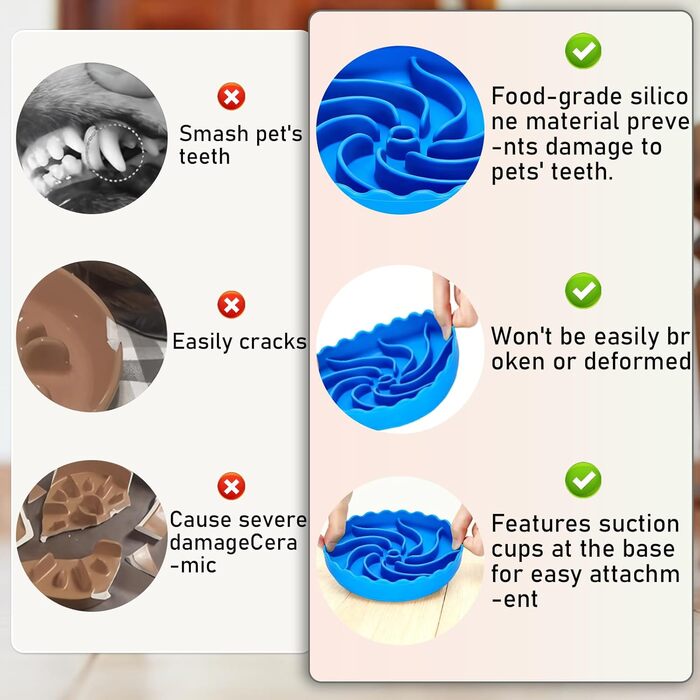 Набір мисок протиковзаючих для собак та котів, силіконові, slow feeder з присосками, неслизькі, легкі в очищенні, для цуценят, маленьких та середніх собак