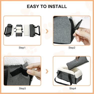 Автокрісло для собак Mittelkonsole - підставка для маленьких собак з безпечними ременями, знімне та миється, до 11,3 кг