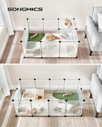 Клітка для тварин SONGMICS Freigehege з піддонами, 2 шт., біла, 125 x 63 x 42 см, для кроликів, хом'яків, їжаків