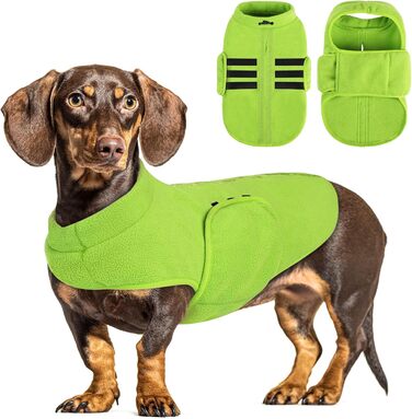 Теплий флісовий жилет для собак: зручний жилет-кофта для маленьких та середніх собак, теплий, м'який, з отвором для шлейки, зелений (L)