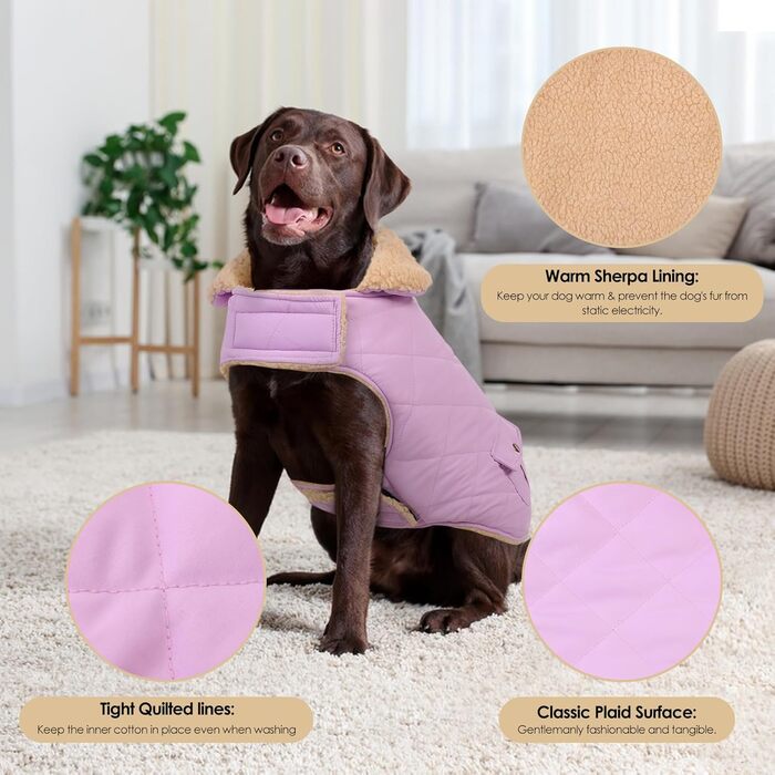 Зимова куртка для великих собак, вітронепроникна, для холодної погоди, одяг для тварин, сноуборд куртка, для Голден Ретрівера, Лабрадора, Хаскі, розмір XL (M, фіолетовий)