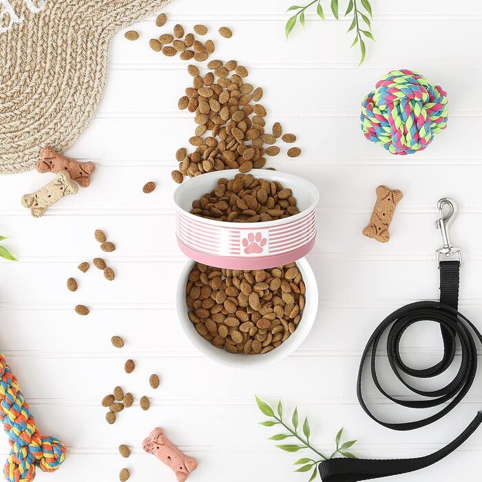 Керамічна миска для домашніх тварин Bone Dry Paw & Patch, середня, 15,2 x 5,2 см, рожева, 2 шт