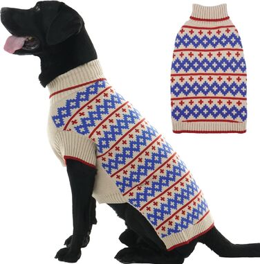 Пуловер для собак середнього та великого розміру, в'язаний пуловер з отвором для повідка, теплий, з коміром-стійкою, на Новий Рік, для хлопчиків та дівчаток XXXL, абрикосовий