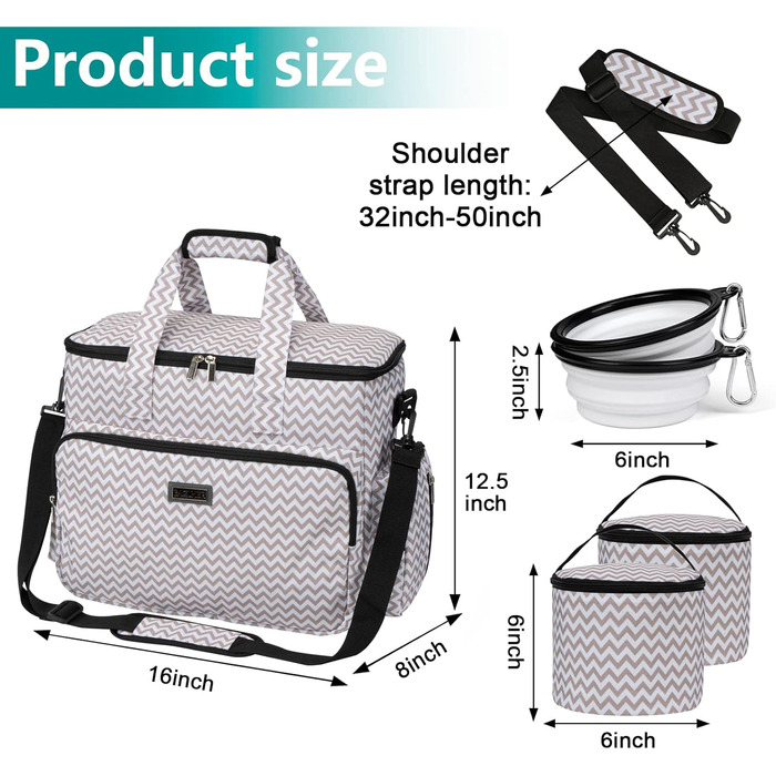 Сумка для подорожей з тваринами Baglher: набір для перевезення домашніх тварин з двома контейнерами для корму та складеними мисками